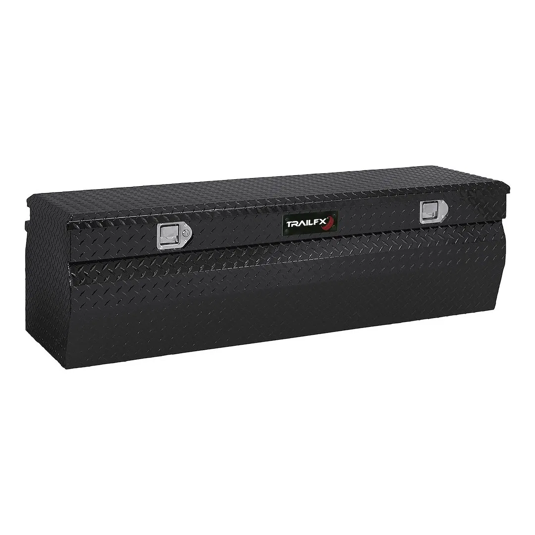 150602 – TRAILFX Tool Box, Chest Single Lid With Struts Powder Coated Black 16 Gauge Aluminum 60 Inch Length x 19-7/8...